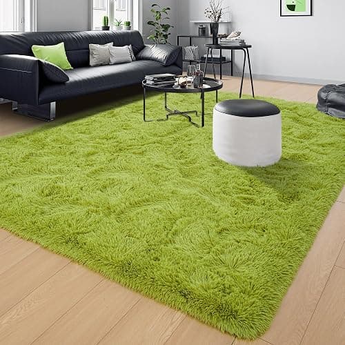 Tepook Super Soft Fluffy Rug for Bedroom, Modern Shaggy Fuzzy Kids Rugs for Living Room, Plush Indoor Nursery Home Decor Dorm Carpet with Non-Slip Bottom, Grass Green, 4 X 6 Feet thumbnail 8