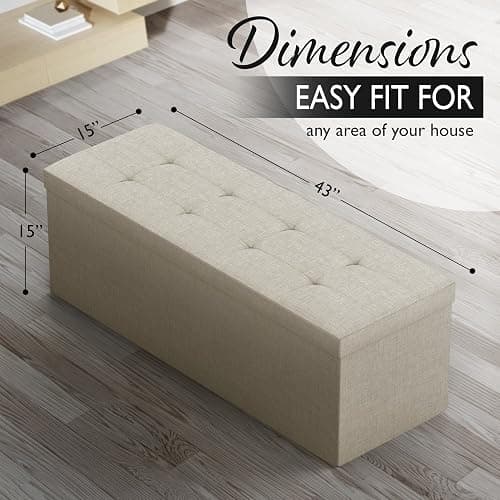 Lifetime Home 43" Folding Storage Ottoman for Living Room, Bedroom, TV Entertainment - Bedroom Bench with Hidden Storage, Foot Rest Stool - 660 Capacity & Holds up to 5.6 Cubic Feet of Storage thumbnail 3