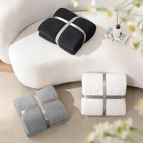 JOOJA Knit Throw Blanket Super Soft Warm Blanket for Couch Lightweight Fluffy Blanket for Bed Sofa 60x80 Inches Cream thumbnail 6