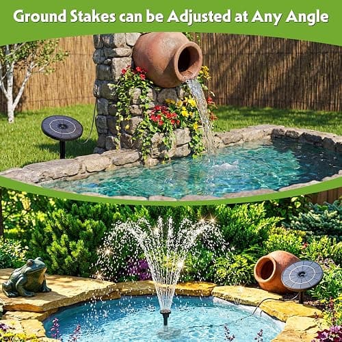 AISITIN Solar Fountain for Bird Bath, DIY Separated Design Solar Fountain Pump with 6 Nozzles & Ground Stakes & 3 Anti-Drift Fixing Bracket, Solar Bird Bath Fountain for Garden Fish Tank Small Pond thumbnail 5