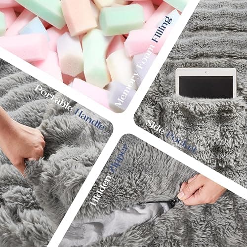 Hobestluk Bean Bag Chairs 5ft Beanbag Chair with Filler Adult Bean Bags with Fluffy & Machine Washable Cover, Giant Bean Bag Chairs for Adults (Grey, 5FT-50" x 50" x 24") thumbnail 7