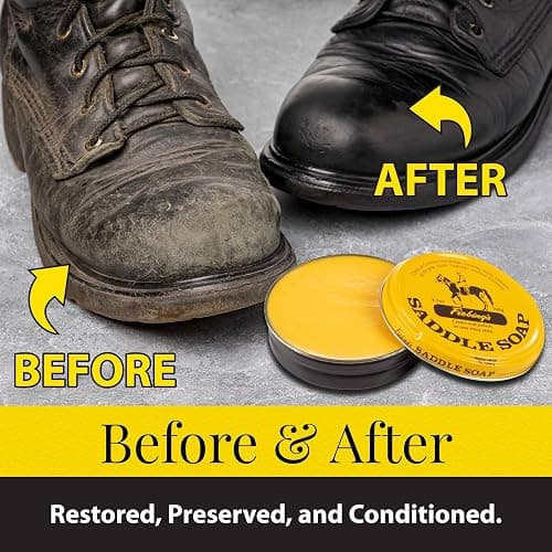 Fiebing's Yellow Saddle Soap for Leather (3.5 oz Tin) - Leather Cleaner & Conditioner to Soften, Protect & Restore Leathercraft - Leather Soap for Car Seat, Couch, Shoe, Purse, Boot, Bag, & Saddles thumbnail 4