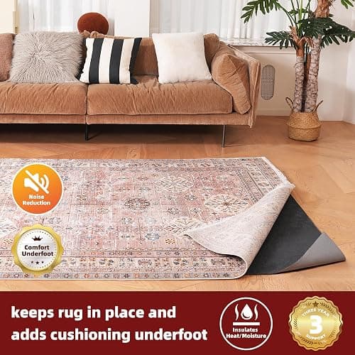 BAGAIL Felt and Natural Rubber Backing Rug Pads 1/4” Thick, 8 x 10 Ft Non Slip Carpet Gripper Keep Rugs in Place, Under Area Rug Protective Cushioned Pads, Carpet Runners, Hardwood Floors Protection thumbnail 2
