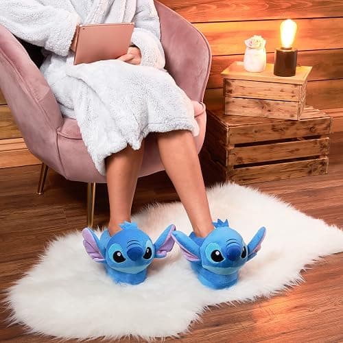 Disney Stitch 3D Plush Slippers for Women Teens Eeyore Baby Yoda Soft Cozy Fleece Non Slip House Shoes Gifts for Women thumbnail 2