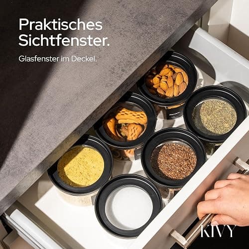 KIVY Großes Vorratsglas Luftdicht 3L mit transparenten Glasdeckel - Für Mehl, Kekse, Süßigkeiten, Waschmittel - Aufbewahrung Glas - Mehl Aufbewahrung Glas - Aufbewahrungsbox - Keksdose thumbnail 4