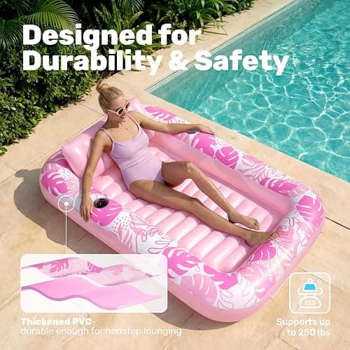 sloosh inflatable pink tanning water bed thumbnail 5