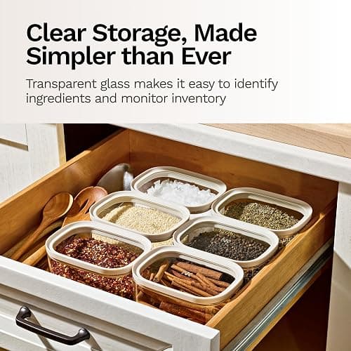 Naked Kitchen 20-Piece Food Storage Containers with Lids – Stackable BPA-Free Borosilicate Glass Pantry Storage Containers with Leak-Resistant Airtight Seal for Kitchen & Pantry Organization – Black thumbnail 6