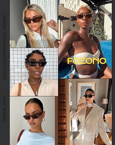Fozono Narrow Square Cat Eye Sunglasses for Women | Retro Vintage-Chic UV400 Driving shades thumbnail 3