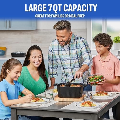 STIRMAX DELUXE 7.5 Quart Digital Multi-Cooker with Automatic Paddle to Stir and Shred, 9 in 1 programmable presets to Sauté, Sear, and Brown Food Before Simmering – Accessories, Skillet, & Cookbook thumbnail 2
