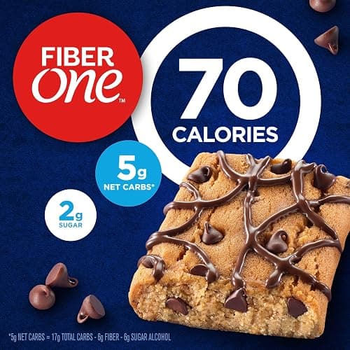 Fiber One 70 Calorie Brownies, Chocolate Chip Cookie Snack Bars, 2g Sugar, Value Pack, 12 Ct, 10.6 oz thumbnail 3