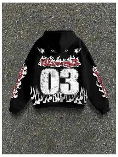 SOLY HUX Men's Y2k Number Graphic Zip Up Long Sleeve Hoodie Sweatshirt | Gothic Hooded, Punk Style, Casual Jacket Streetwear thumbnail 2