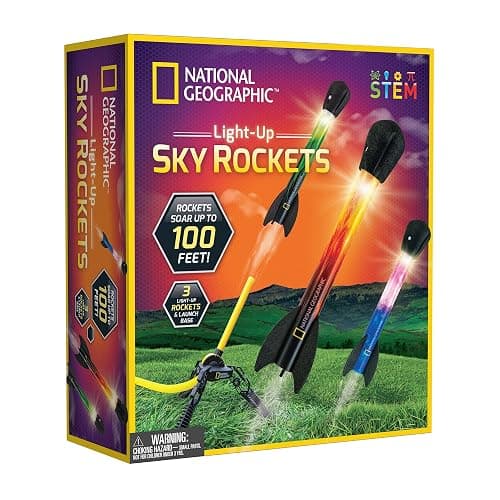 National Geographic Air Rocket Toy – Ultimate LED Rocket Launcher for Kids, Jump and Launch The Light Up, Air Powered, Foam Tipped Rockets up to 100 Feet - Image 1