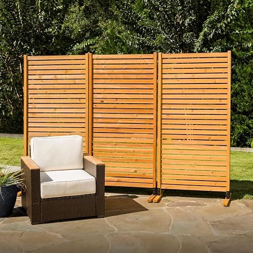 6.1ft H x 3ft W (1 Panel) Freestanding or Surface Mounted Enclo Tiaga Privacy Screen, Wood Privacy Fence Screen, Outdoor or Indoor Decorative Panel, Great for Balcony, Patio, Deck, EC18030 - Image 1