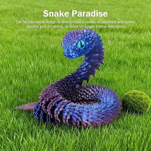 3D Printed Snake Toys - 23 Inch Flexible 3D Printed Animals for Educational Toys, Perfect Desk Pet for Animal Collectors, Must-Have Toy for Kids and Collectors, Halloween, Home Office Desk Decor thumbnail 8
