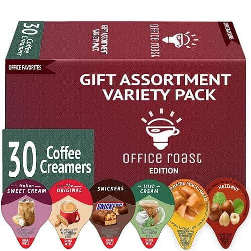Office Roast Variety Pack Creamers Liquid Creamer Singles | Gift Assortment Box | Coffee Cream | Snickers, Italian Sweet, Original, Hazelnut, Irish & Caramel Macchiato - No Refrigeration - Box Of 30 - Image 1