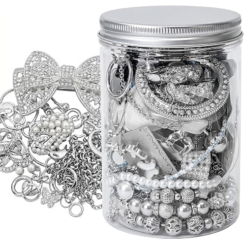 Striegro Mystery Jewelry Jar Silver - Vintage Jewelry Mystery Jar With Transparent Display Container for Women - Silver. - Image 1