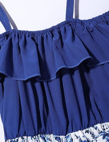 oklady Girls' Jumpsuits Belted Ruffle Top High-waisted Wide Leg Pleated Pants One Piece Outfit 6-14 Y thumbnail 6