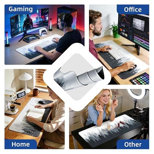 Galdas Mouse Pad For Gaming,Forest Background Pattern XXL XL Large Mouse Mat Long Extended MousePad Desk Mat Non-Slip Rubber Mice Pads Stitched Edges Thin (31.5 x 11.8 x 0.12 Inches) Tree thumbnail 5