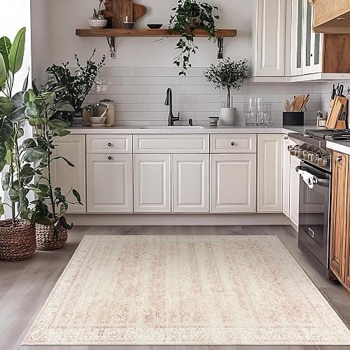 Pink Boho Font Door Mat for Indoor Entrance Washable Non Slip Cute Vintage Floral Aesthetic 3x5 Area Rugs for Entryway Entry - Image 1