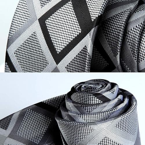 HISDERN Mens Ties and Pocket Square Set Business Elegant Ties for Men Classic Lot 3 Pcs Wedding Party Neckties & Handkerchief thumbnail 5