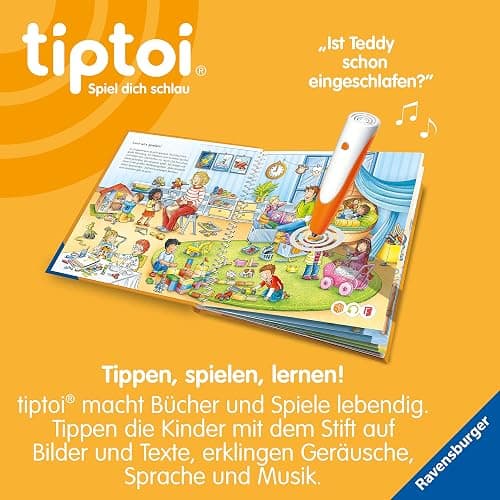 Ravensburger tiptoi Stift und Wörter-Bilderbuch Kindergarten - Lernspielzeug für Kinder ab 3 Jahren - Stylus mit überragender Audioqualität, Akku und Soft-Grip-Hülle - Grün, Orange, Silber - 00113 thumbnail 4