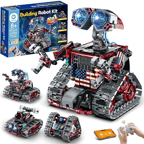 Sillbird Robot Building Kit with Remote Control Gifts for Kids Boys Ages 8-12, STEM Coding Robotic Technic Tracked Racer Car Toys for Birthday - Build 4in1 Model with 631 Pieces - Image 1