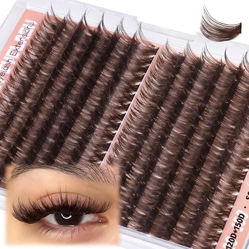 Mavphnee Brown Lash Clusters D-Curly Cluster Eyelash Extensions 14-20MM Mega Volume Lash Extensions Clusters Long Cluster Lashes Dark Brown Natural Individual Lashes (192 Pcs, 120D+150D) thumbnail 8