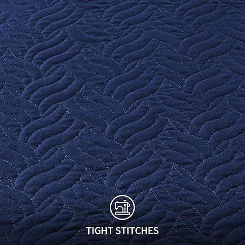 Love's cabin Quilts for Queen Bed Navy Blue Bedspreads - Soft Bed Summer Lightweight Bedspread Comforter - Modern Style Wave Pattern Coverlet for All Season - 3 Pieces (1 Quilt, 2 Pillow Shams) thumbnail 6