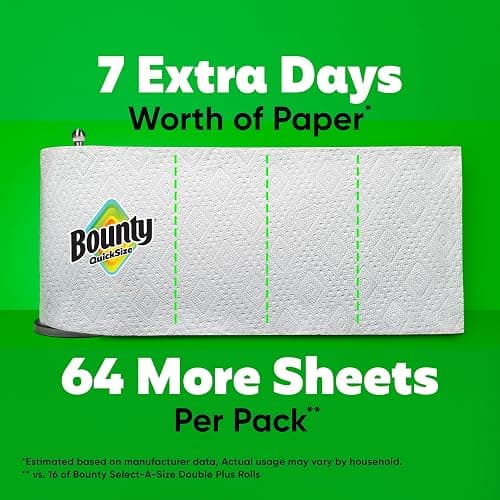 Bounty Paper Towels Quick Size, White, 16 Family Rolls = 40 Regular Rolls thumbnail 5