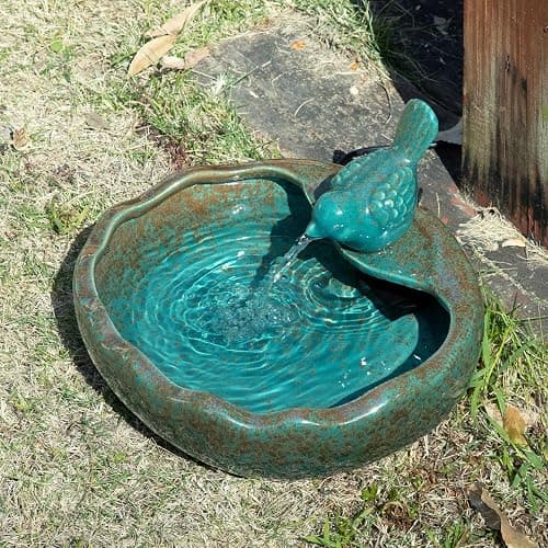 Ceramic Solar Fountain Bird Bath with Battery Backup,Bird Bath for Outside,Bird Bath Bowl for Garden, Patio & Yard Decor,Working at Night for at Least 6 Hours (Bird). - Image 1