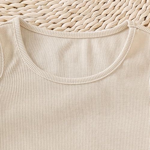 ROMPERINBOX Girls Tank Top 2 Pack Cotton Ribbed Tween Sleeveless Crop Tops for 8-12 Years, Crew Neck Summer Basic Tops thumbnail 7