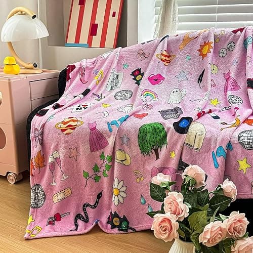 BELVED MIME Music Themed Blanket,Music Album Fleece Throw Blanket for Girls Teens,Taylor Inspired Blankets and Throws for Sofa Couch Bed,Gifts for Girls Women Music Singer Lovers Fans 60"x 50" thumbnail 3