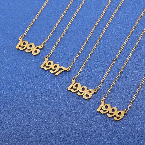 Ovian Birth Year Number Necklace for Women 18K Gold Plated Stainless Steel Birthday Pendant Necklace Memorable Anniversary Jewelry thumbnail 2