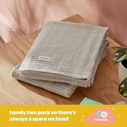 Silentnight Safe Nights Baby Blanket - Pack of 2 Soft 100% Cotton Cellular Baby Blanket for Newborn Ideal for Cot, Crib, Moses Basket and Pram - Baby Essentials - 2 Pack - Natural - Natural thumbnail 8