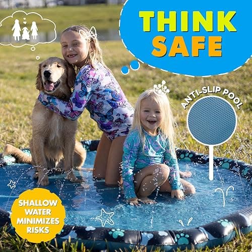 SplashEZ Non Slip Splash Pad for Kids & Dogs, 69’’ Extra Large Splash Pad Sprinkler for Kids, Dog Water Summer Toys - Great Outdoor Toys for Toddlers 1-3 & Children Ages 4-8, Baby Pool for Backyard thumbnail 3