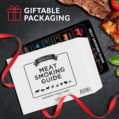 Levain & Co Meat Temperature Magnet & BBQ Smoker Guide - Pellet Smoker & Traeger Accessories - Wood, Time, & Temp - BBQ Accessories - Grilling Gifts for Men thumbnail 3