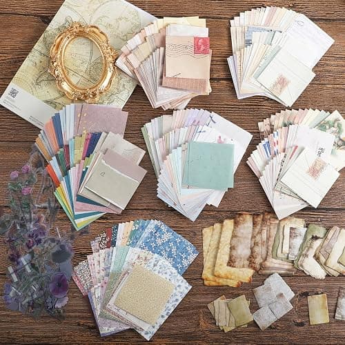 445 PCS Vintage Scrapbook Paper Journaling Scrapbooking Supplies Kit Aesthetic Decorative Craft Paper include 40 Sheet Flowers Stickers for Planner, Bullet Journaling, Junk Journal, Retro Crafts thumbnail 2