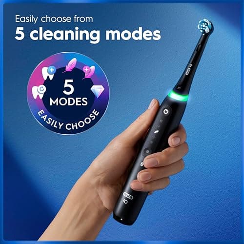 Oral-B iO5 Electric Toothbrush, Matt Black, with Travel Case and Toothpaste | 1 Toothbrush Head, Intensive whitening Toothpaste Included, 5 Cleaning Modes, Visible Pressure Sensor, Long-Lasting Battery thumbnail 2