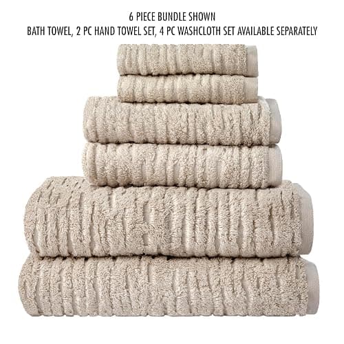 SKL Home CloudSoft Cotton Luxury 4-Piece Washcloth Set, Oatmeal thumbnail 8