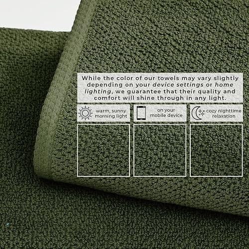 Great Bay Home 100% Cotton 6 Pack 26x16 Hand Towel Set - Absorbent, Quick-Drying, Durable Towels for Bathroom Decor - Low-Twist, Two-Ply Fibers (Forest Green). thumbnail 5