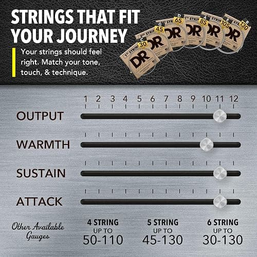 DR Strings Hi-Beam - Stainless Steel Round Core Medium 6 String 30-130 (MR6-130) thumbnail 6