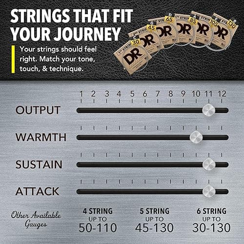 DR Strings Hi-Beam - Stainless Steel Round Core Medium 6 String 30-130 (MR6-130) thumbnail 7
