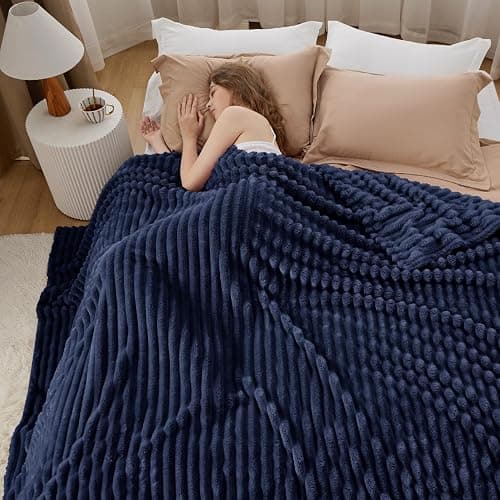 Bedsure GentleSoft Blue Fleece Blanket for Couch - Cozy Soft Blankets for Women, Cute Small Throws for Girls, 90x90 Inches thumbnail 5