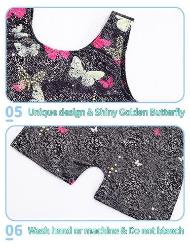 Nymphperi 2 Packs Gymnastics Leotard for Girls Sparkle Biketards with Shorts Kids Sleeveless Unitard One-Piece Dancewear thumbnail 5