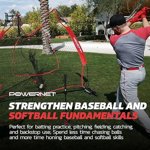 PowerNet Baseball Softball Practice Net 7x7 with Baseball Accessories for Practice Pitching, Batting & Fielding, Ball Caddy, Weighted Baseballs, Tee thumbnail 5