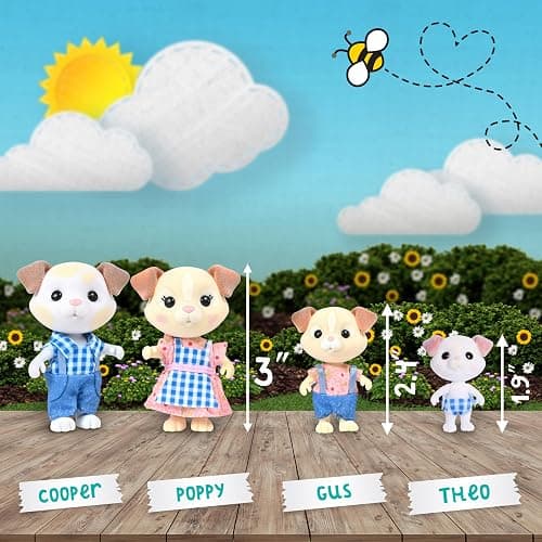 Honey Bee Acres The Barksters Dog Family, 4 Miniature Doll Figures, Small thumbnail 4