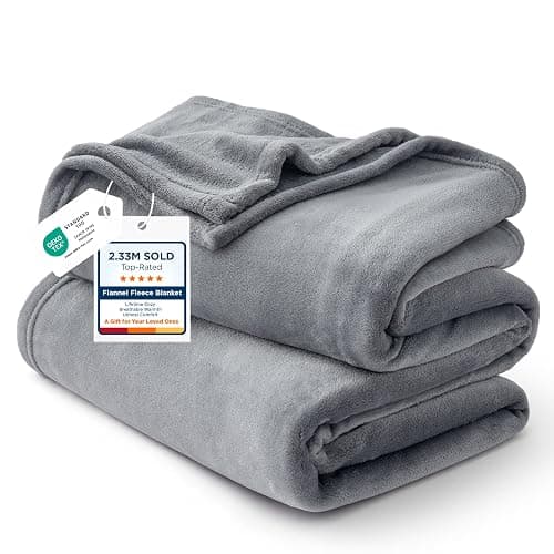 Bedsure GentleSoft Fleece Bed Blankets Queen Size Grey - Soft Warm Winter Blanket Lightweight Cozy Luxury Microfiber, Room Home Decor Christmas Decorations Gifts for Women and Men, 90x90 inches - Image 1