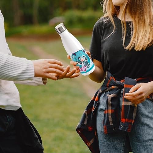 ABYSTYLE Hatsune Miku Anime Water Bottle 16.9 Fl Oz White Aluminum Anime Manga Drinkware Home & Kitchen Merch Gift thumbnail 2