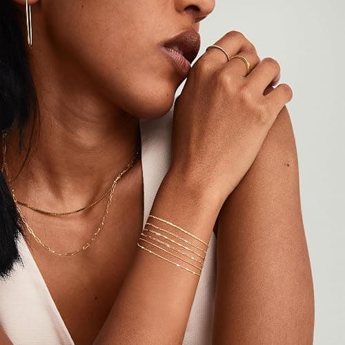 Freekiss Gold Stack Bracelets for Women | Dainty Thin Bracelet Set Trendy 14K Gold Plated Waterproof Bracelets for Women thumbnail 2