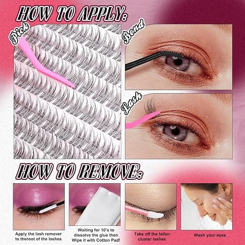 Natural Lash Extension Kit Wispy Eyelash Clusters 9-11mm Lash Cluster Kit with Lash Bond and Seal and Lash Applicator 180pcs Cluster Eyelash Extensions Kit for Beginners DIY at Home by Yawamcia thumbnail 7